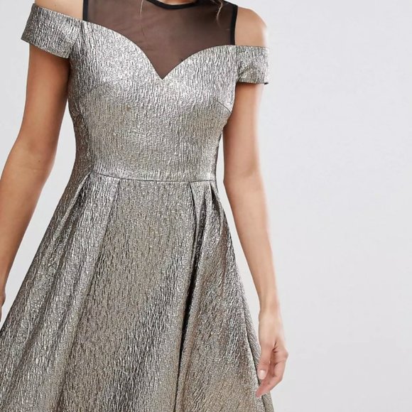Asos Coast Jiana Metallic Party Dress - Picture 1 of 5